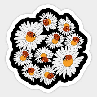 Ladybirds on daisies as a bouquet Sticker